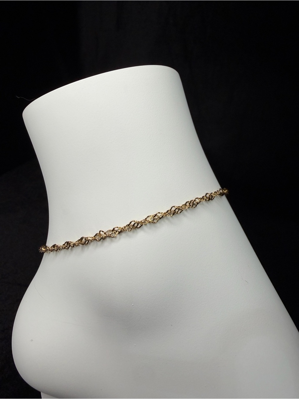 Elegant Singapore Twist 7-9in 2.5MM 14K Gold Finish Anklet Brand New